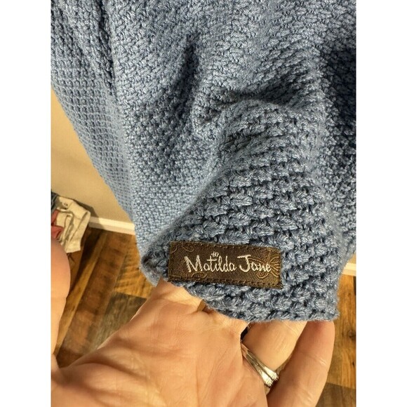 Matilda Jane Envision This Wrap sweater sz Large S Top Blue Chunky knit Cardigan - Picture 5 of 7